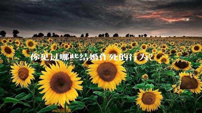 你见过哪些结婚作死的行为？